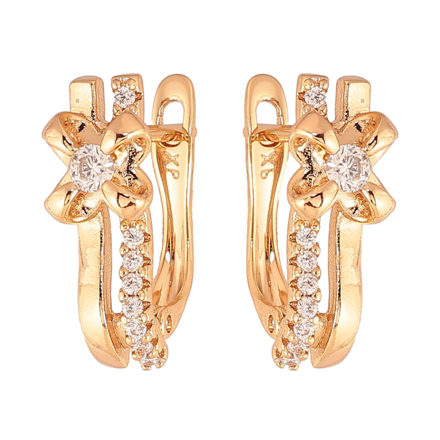 Сережки Xuping колір Позолота 18К англійський замок "Візерунок з кристалами" фото №1