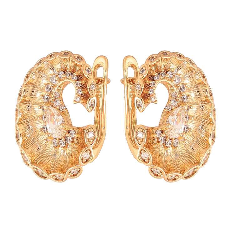 Сережки Xuping колір Позолота 18К англійський замок "Візерунок з кристалами" фото №19 Сережки Xuping колір Позолота 18К англійський замок "Візерунок з кристалами" фото №19
