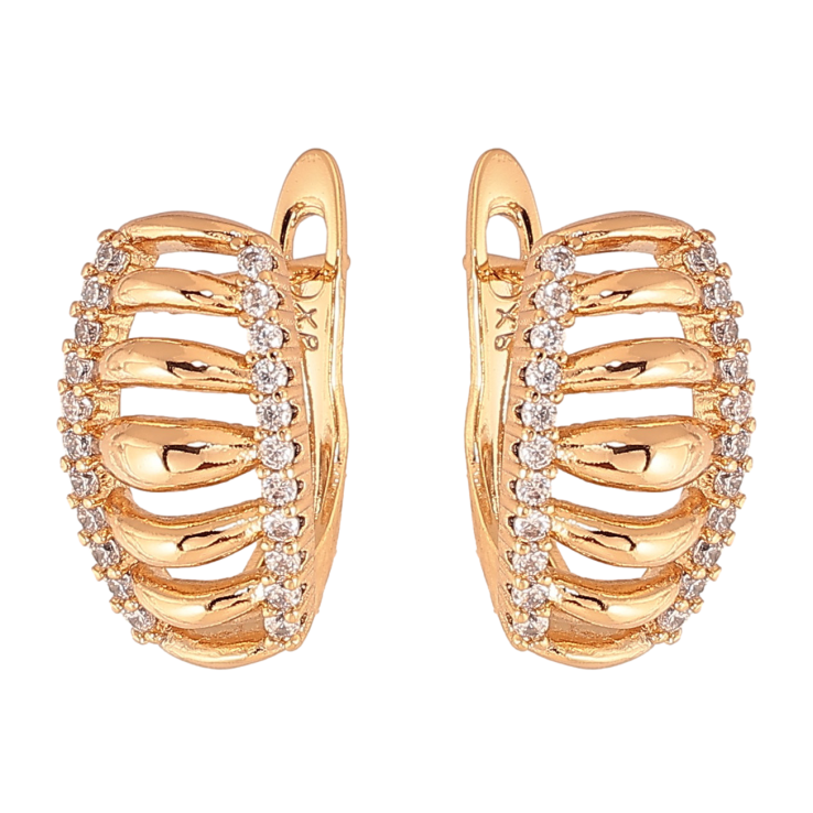 Сережки Xuping колір Позолота 18К англійський замок "Візерунок з кристалами" фото №5 Сережки Xuping колір Позолота 18К англійський замок "Візерунок з кристалами" фото №5