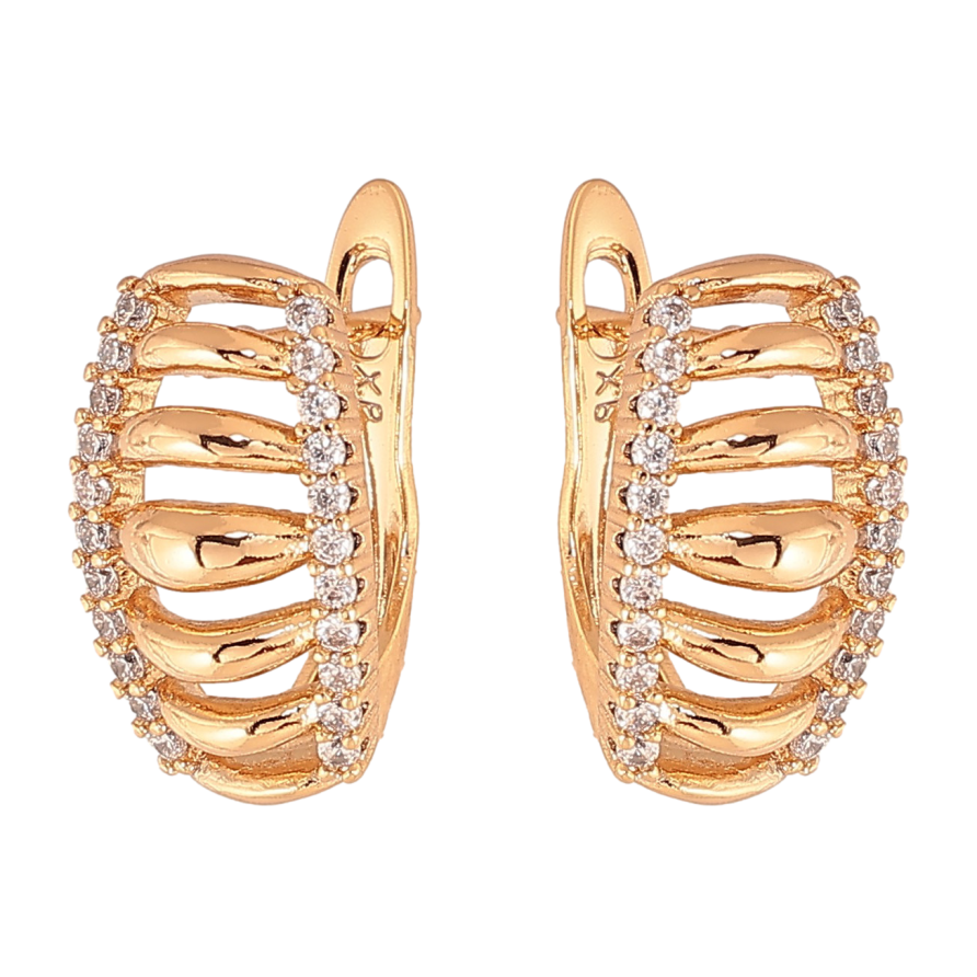 Сережки Xuping колір Позолота 18К англійський замок "Візерунок з кристалами" фото №1