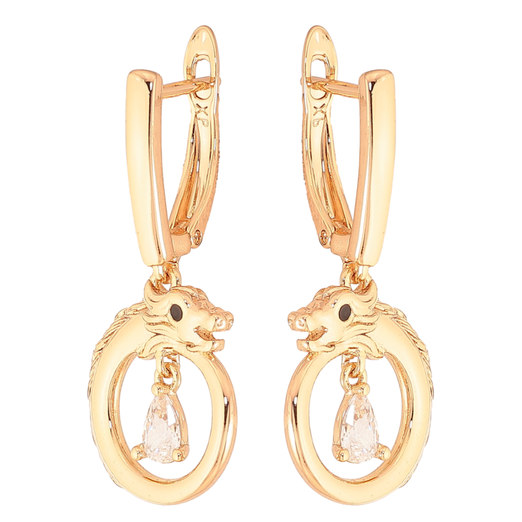 Сережки Xuping колір Позолота 18K англійський замок "Підвіски дракон з кристалами" фото №13