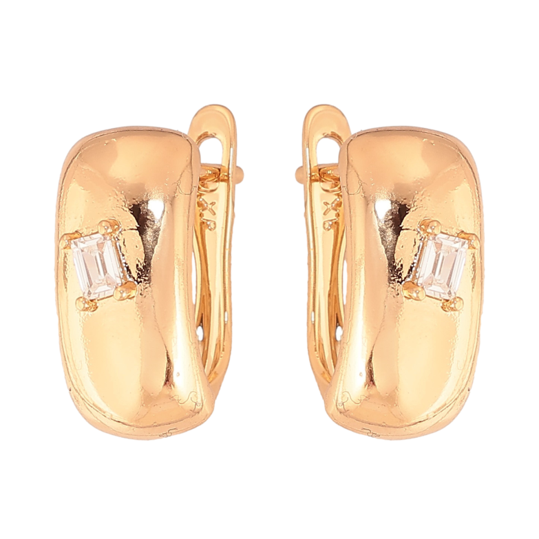 Серьги Xuping цвет Позолота 18К английский замок "Узор с кристаллами" фото №1