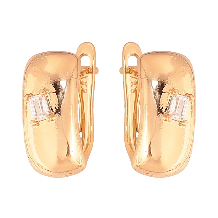 Серьги Xuping цвет Позолота 18К английский замок "Узор с кристаллами" фото №1