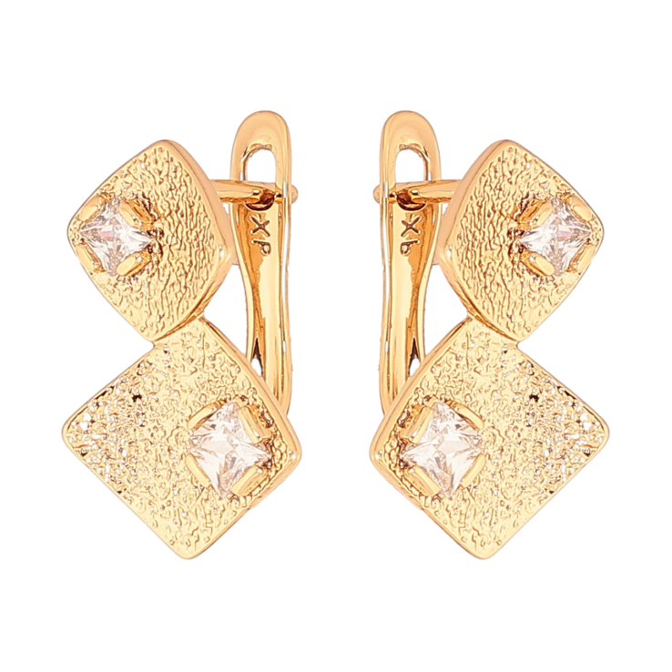 Серьги Xuping цвет Позолота 18К английский замок "Ромбовый узор с кристаллами" фото №21 Серьги Xuping цвет Позолота 18К английский замок "Ромбовый узор с кристаллами" фото №21