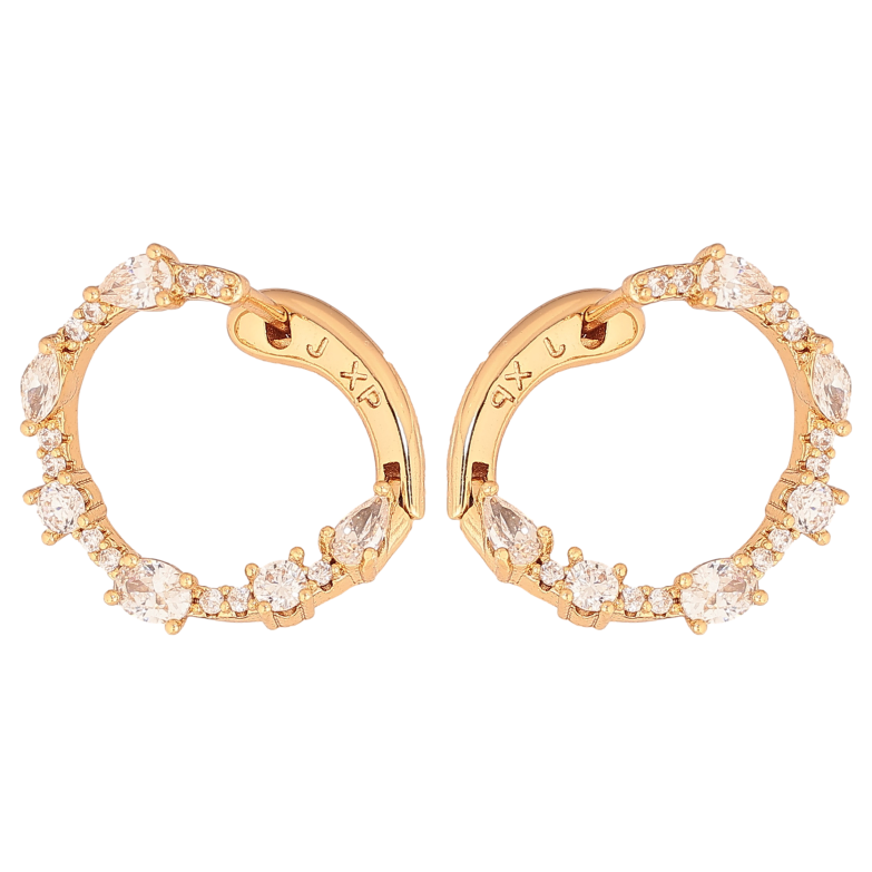 Сережки Xuping колір Позолота 18К англійський замок "Декоративні кільця з кристалами" фото №1