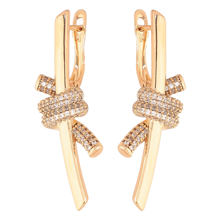 Серьги Xuping цвет Позолота 18K английский замок "Узор с инкрустацией кристаллами" фото №3 Серьги Xuping цвет Позолота 18K английский замок "Узор с инкрустацией кристаллами" фото №3