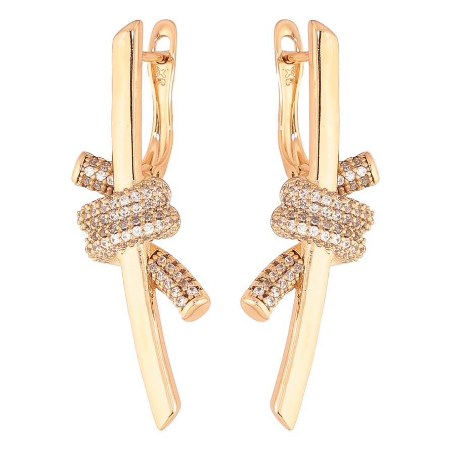 Серьги Xuping цвет Позолота 18K английский замок "Узор с инкрустацией кристаллами" фото №1