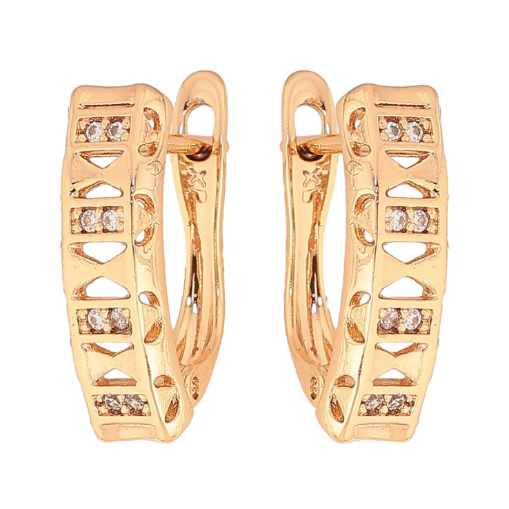 Серьги Xuping цвет Позолота 18K английский замок "Узор с кристаллами" фото №5