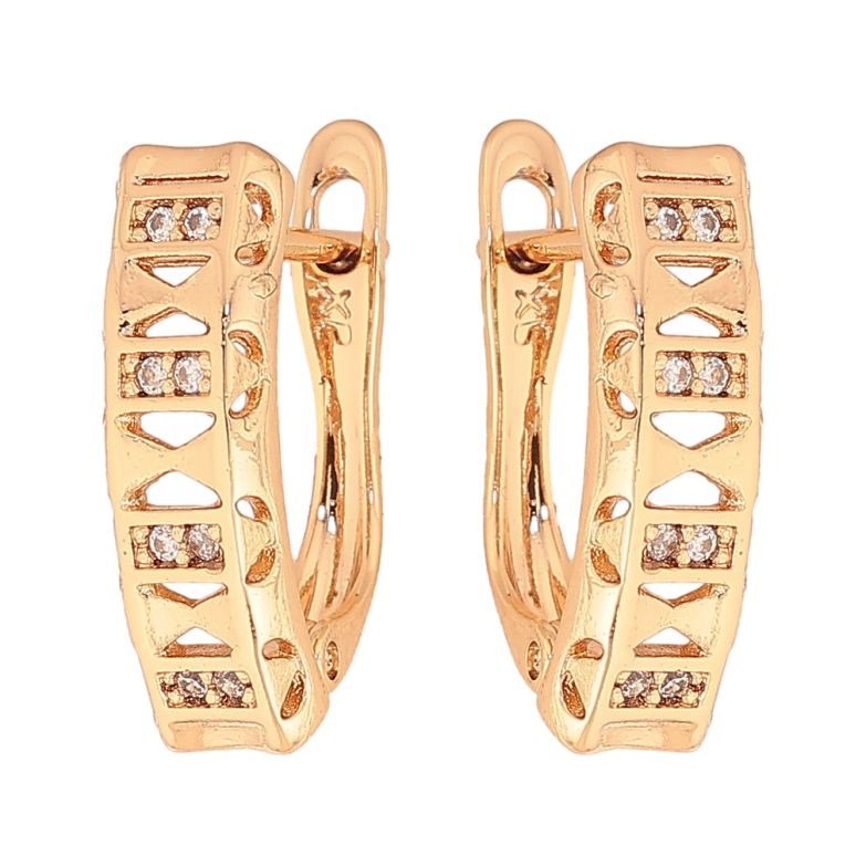 Сережки Xuping колір Позолота 18K англійський замок "Візерунок з кристалами" фото №1