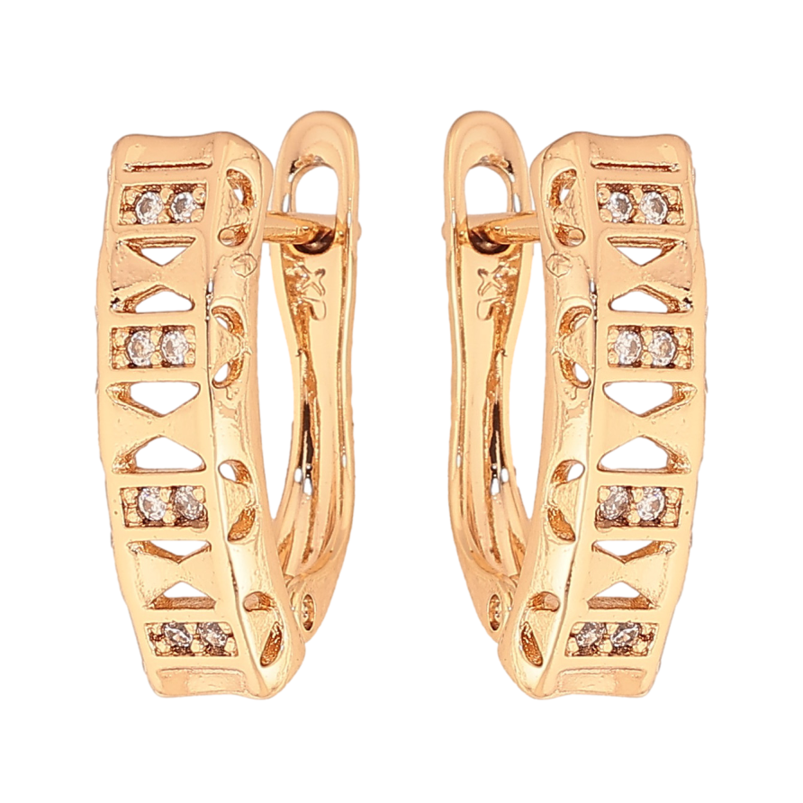 Серьги Xuping цвет Позолота 18K английский замок "Узор с кристаллами" фото №1