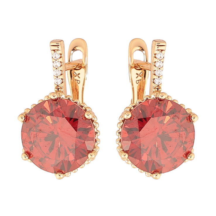 Серьги Xuping цвет Позолота 18K английский замок "Красные кристаллы" фото №22