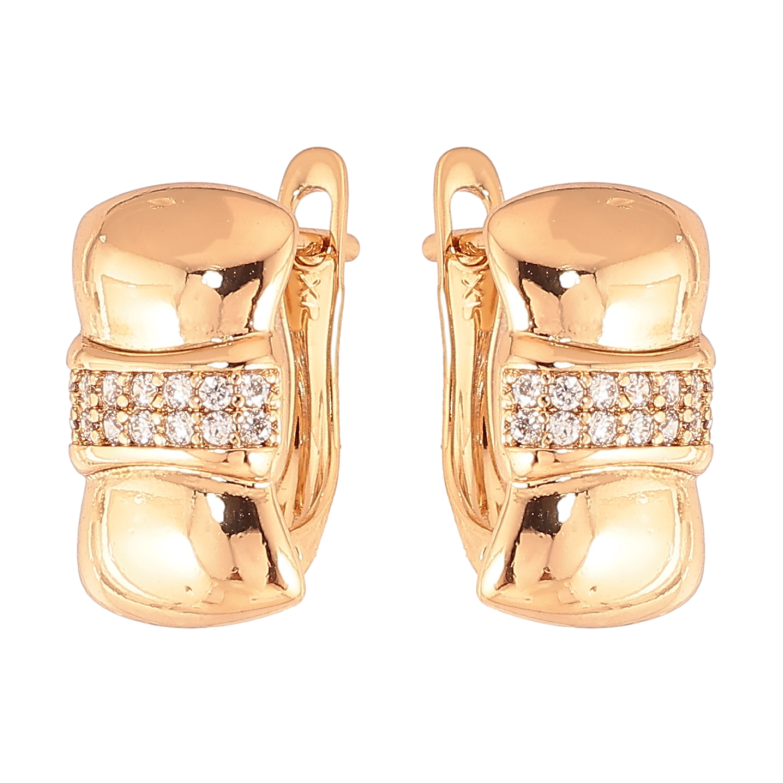 Сережки Xuping колір Позолота 18К англійський замок "Візерунок з кристалами" фото №1