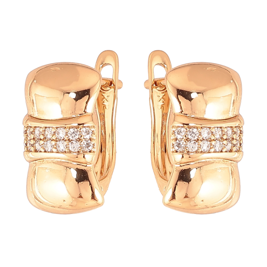 Сережки Xuping колір Позолота 18К англійський замок "Візерунок з кристалами" фото №1