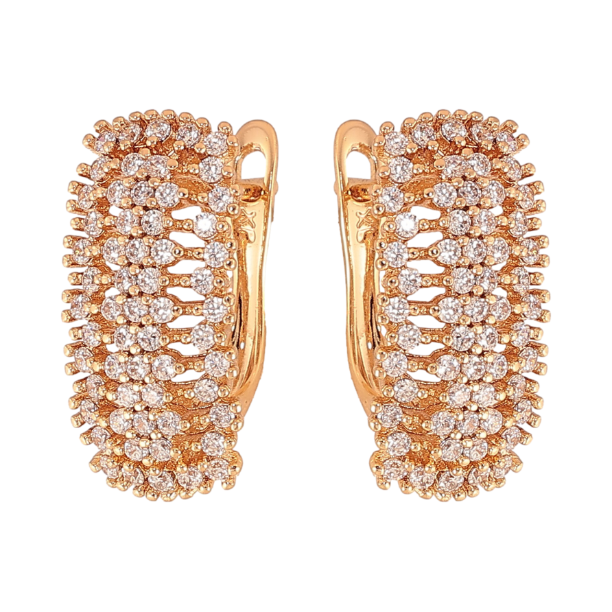 Сережки Xuping колір Позолота 18К англійський замок "Інкрустація кристалами" фото №1