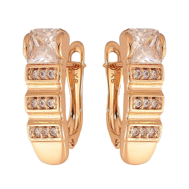 Сережки Xuping колір Позолота 18K англійський замок "Візерунок з кристалами" фото №22