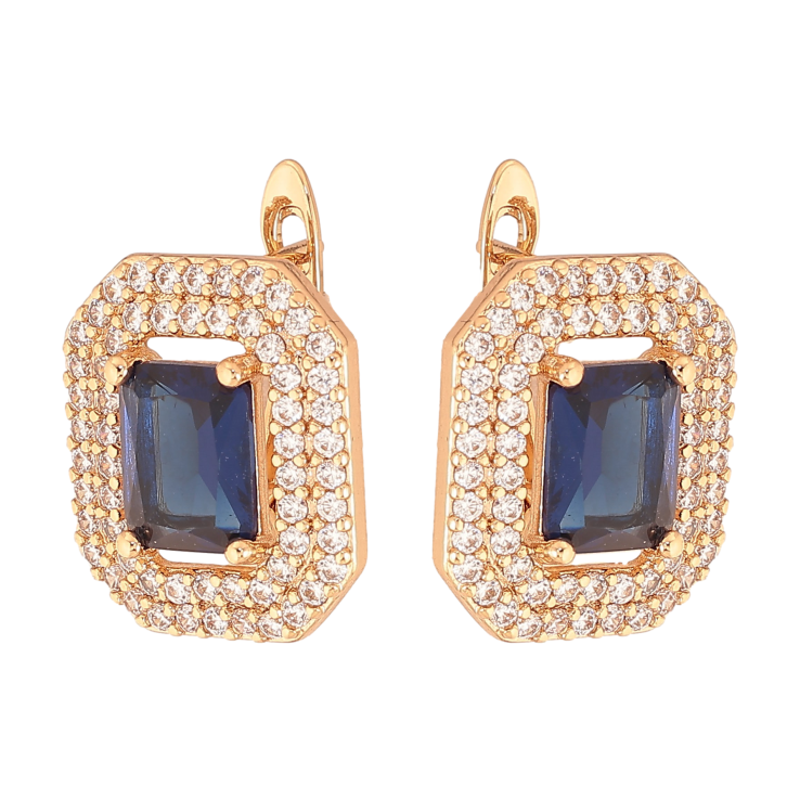 Сережки Xuping колір Позолота 18К англійський замок "Сині кристали з інкрустацією" фото №7 Сережки Xuping колір Позолота 18К англійський замок "Сині кристали з інкрустацією" фото №7