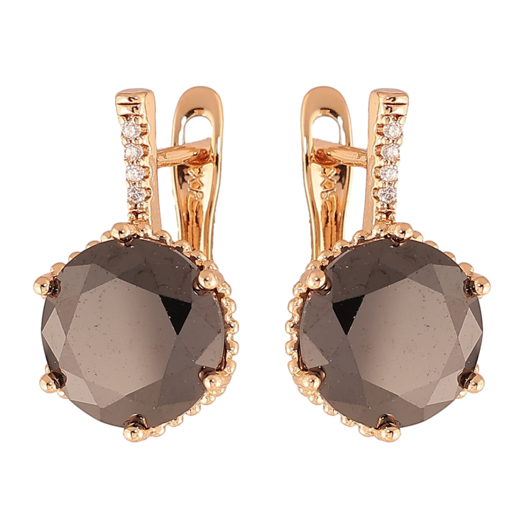 Серьги Xuping цвет Позолота 18K английский замок "Черные кристаллы" фото №19