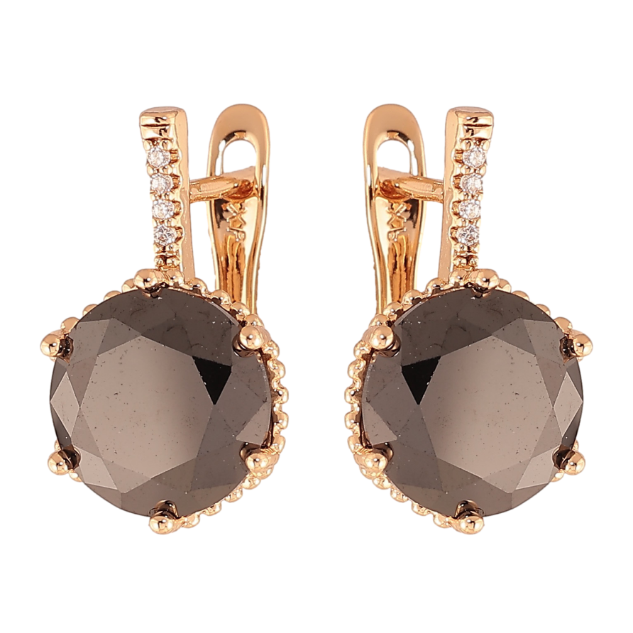 Серьги Xuping цвет Позолота 18K английский замок "Черные кристаллы" фото №1