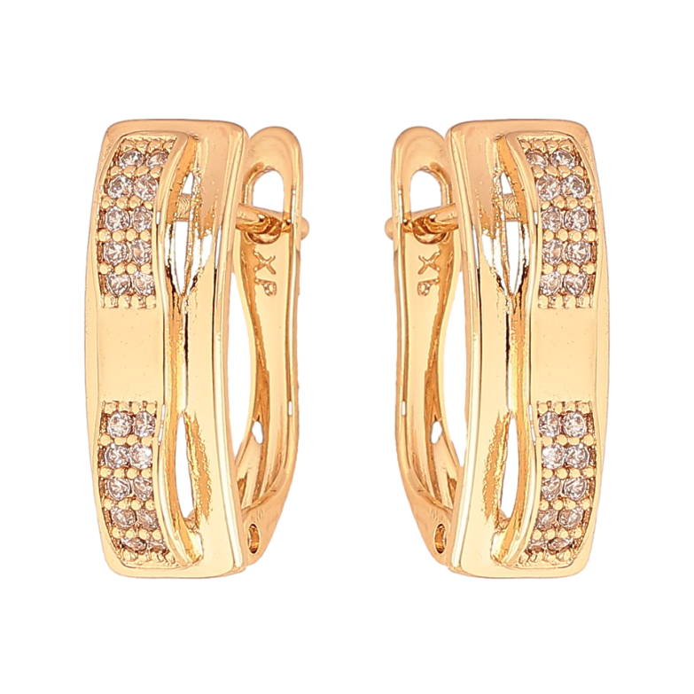 Сережки Xuping колір Позолота 18K англійський замок "Візерунок з кристалами" фото №10