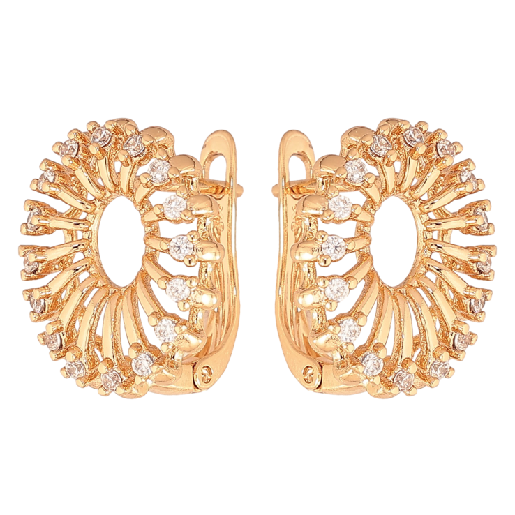 Сережки Xuping колір Позолота 18К англійський замок "Візерунок з кристалами" фото №13 Сережки Xuping колір Позолота 18К англійський замок "Візерунок з кристалами" фото №13