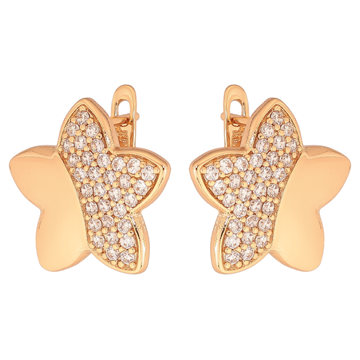 Сережки Xuping колір Позолота 18К англійський замок "Квіточки з кристалами" фото №17