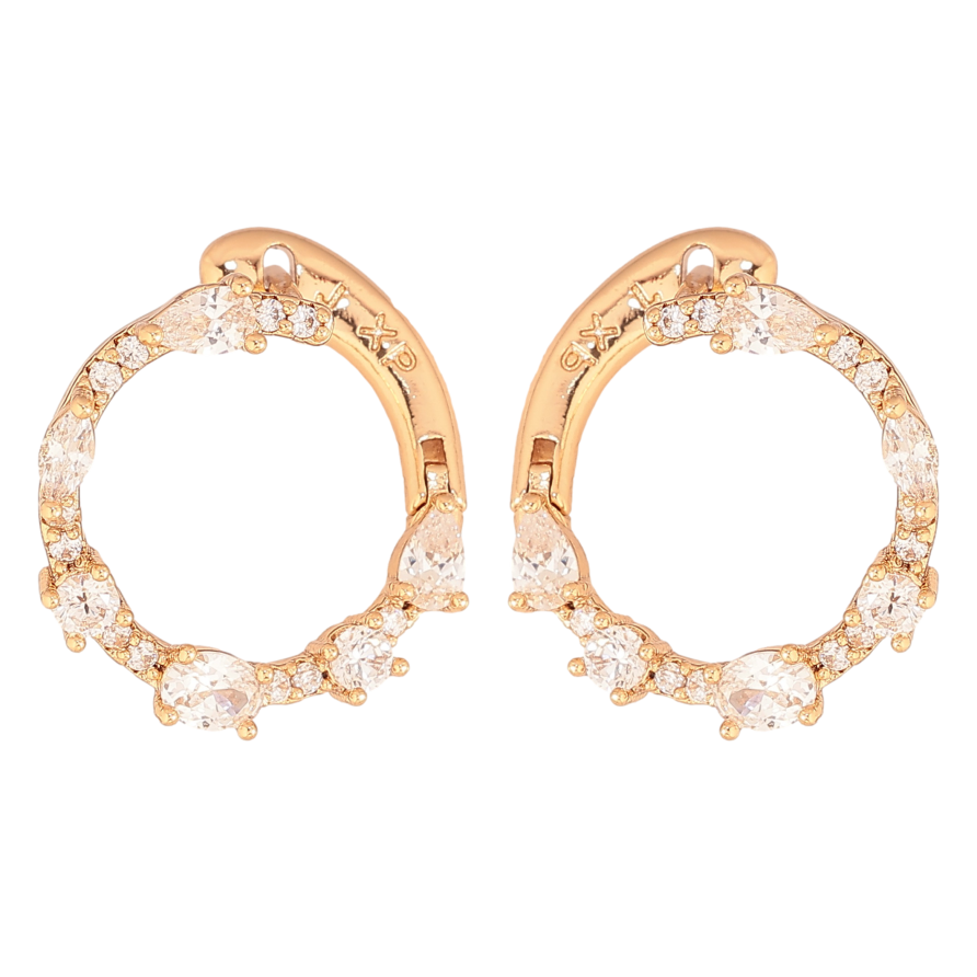 Серьги Xuping цвет Позолота 18К английский замок "Декоративные круги с кристаллами" фото №1 Серьги Xuping цвет Позолота 18К английский замок "Декоративные круги с кристаллами" фото №1