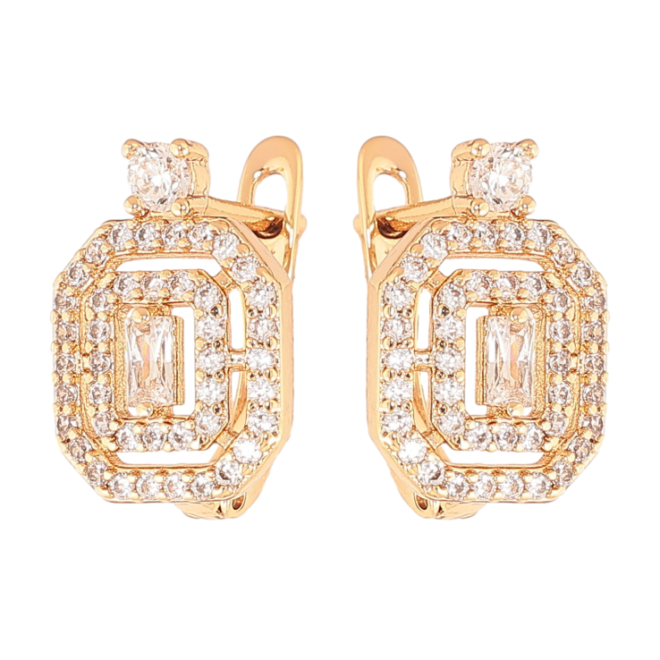 Серьги Xuping цвет Позолота 18K английский замок "Инкрустация кристаллами" фото №3