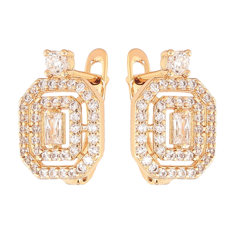 Серьги Xuping цвет Позолота 18K английский замок "Инкрустация кристаллами" фото №1