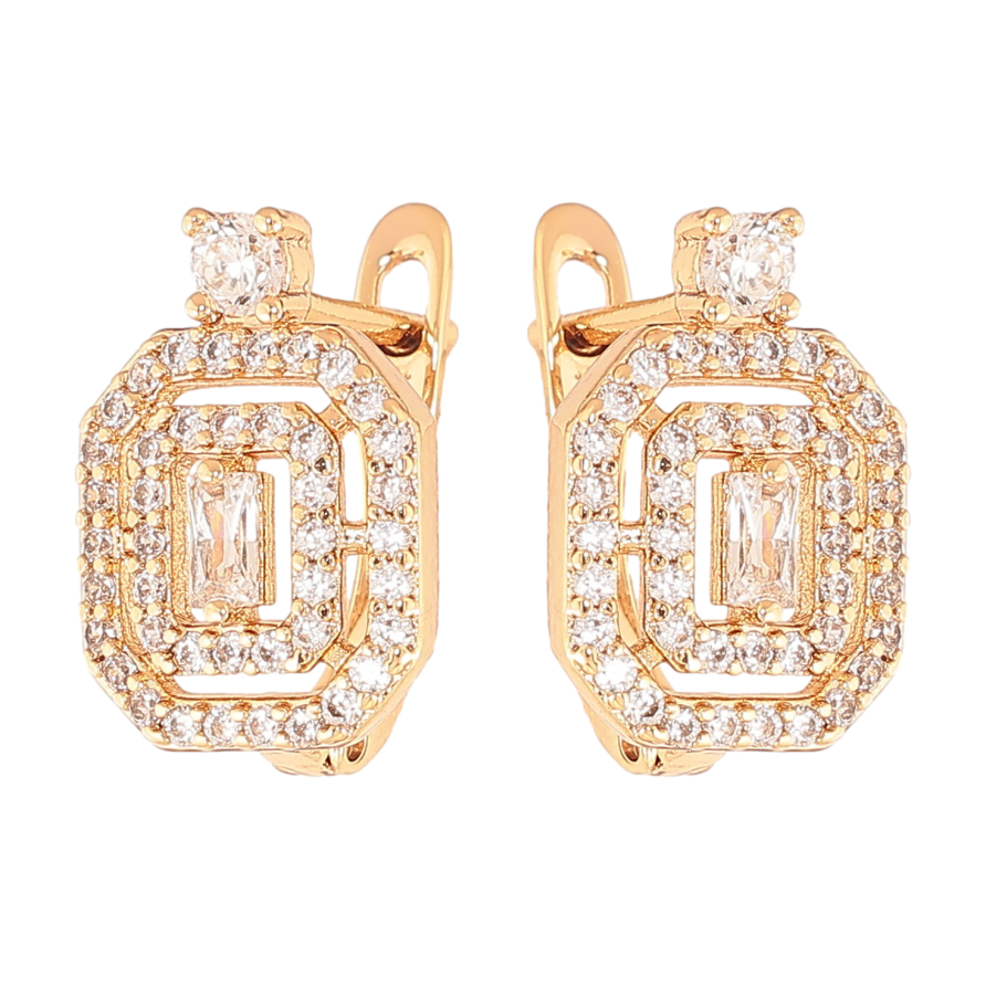 Сережки Xuping колір Позолота 18K англійський замок "Інкрустація кристалами" фото №1