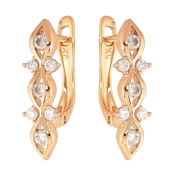 Серьги Xuping цвет Позолота 18K английский замок "Узор с кристаллами" фото №8