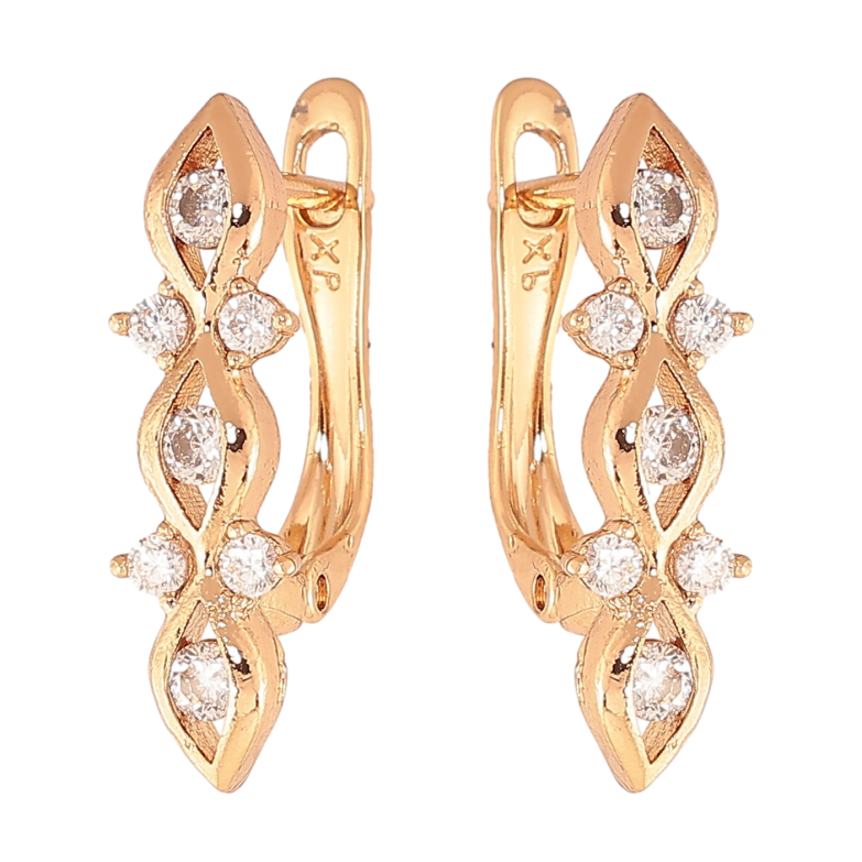 Серьги Xuping цвет Позолота 18K английский замок "Узор с кристаллами" фото №1