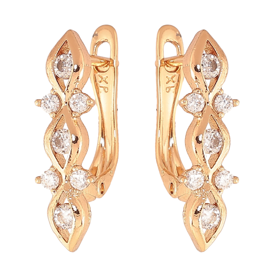 Сережки Xuping колір Позолота 18K англійський замок "Візерунок з кристалами" фото №1