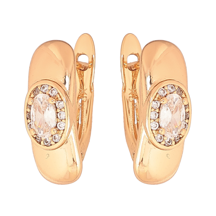 Сережки Xuping колір Позолота 18K англійський замок "Візерунок з кристалами" фото №7