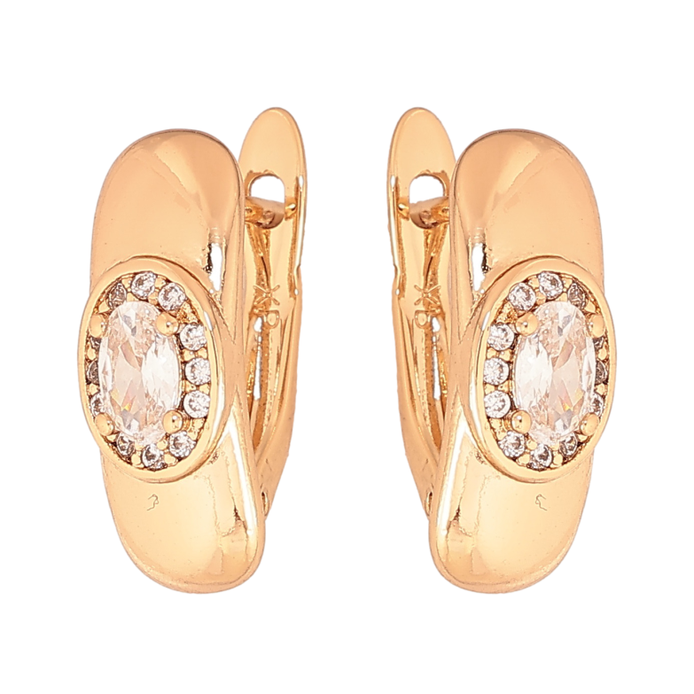 Сережки Xuping колір Позолота 18K англійський замок "Візерунок з кристалами" фото №1