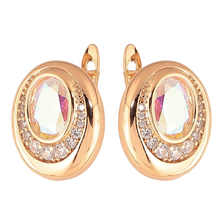 Серьги Xuping цвет Позолота 18K английский замок "Узор с радужными кристаллами" фото №16