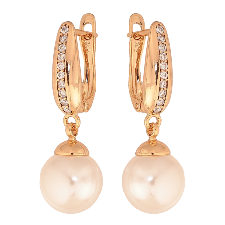 Серьги Xuping цвет Позолота 18К английский замок "Жемчужные подвески" фото №5 Серьги Xuping цвет Позолота 18К английский замок "Жемчужные подвески" фото №5