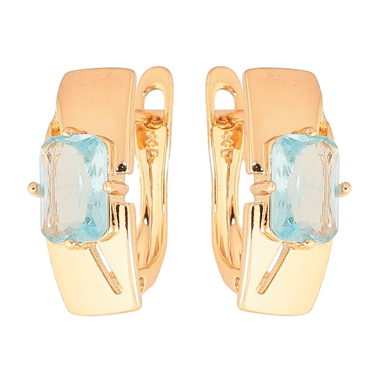 Серьги Xuping цвет Позолота 18K английский замок "Узор с голубыми кристаллами" фото №24