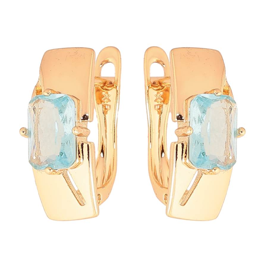 Серьги Xuping цвет Позолота 18K английский замок "Узор с голубыми кристаллами" фото №1 Серьги Xuping цвет Позолота 18K английский замок "Узор с голубыми кристаллами" фото №1