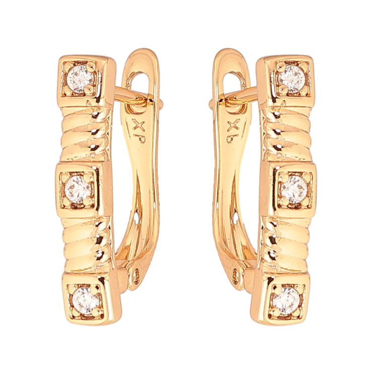 Серьги Xuping цвет Позолота 18K английский замок "Узор с кристаллами" фото №14