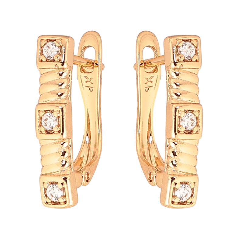 Серьги Xuping цвет Позолота 18K английский замок "Узор с кристаллами" фото №1