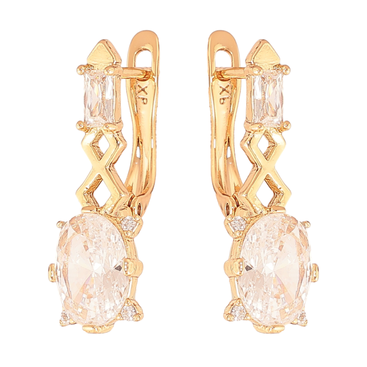 Серьги Xuping цвет Позолота 18K английский замок "Узор с кристаллами" фото №25