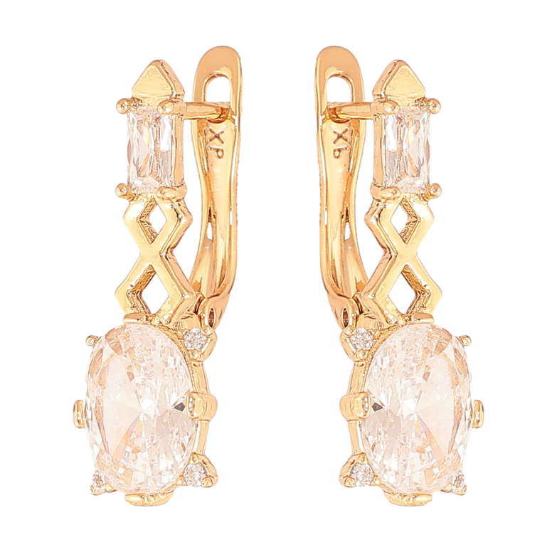 Серьги Xuping цвет Позолота 18K английский замок "Узор с кристаллами" фото №1