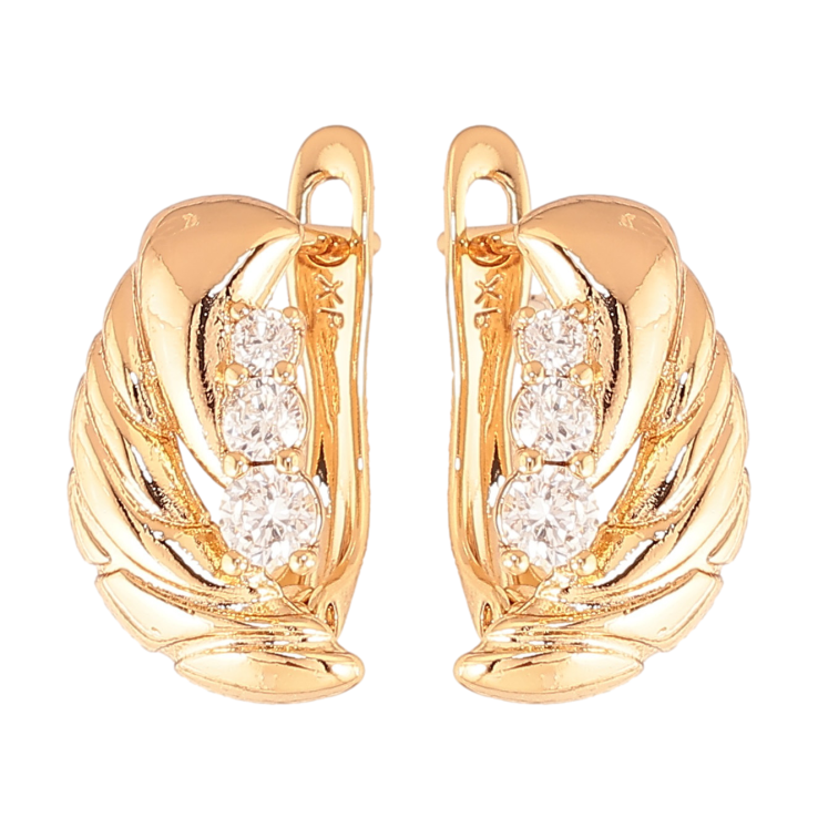 Серьги Xuping цвет Позолота 18K английский замок "Узор с кристаллами" фото №14
