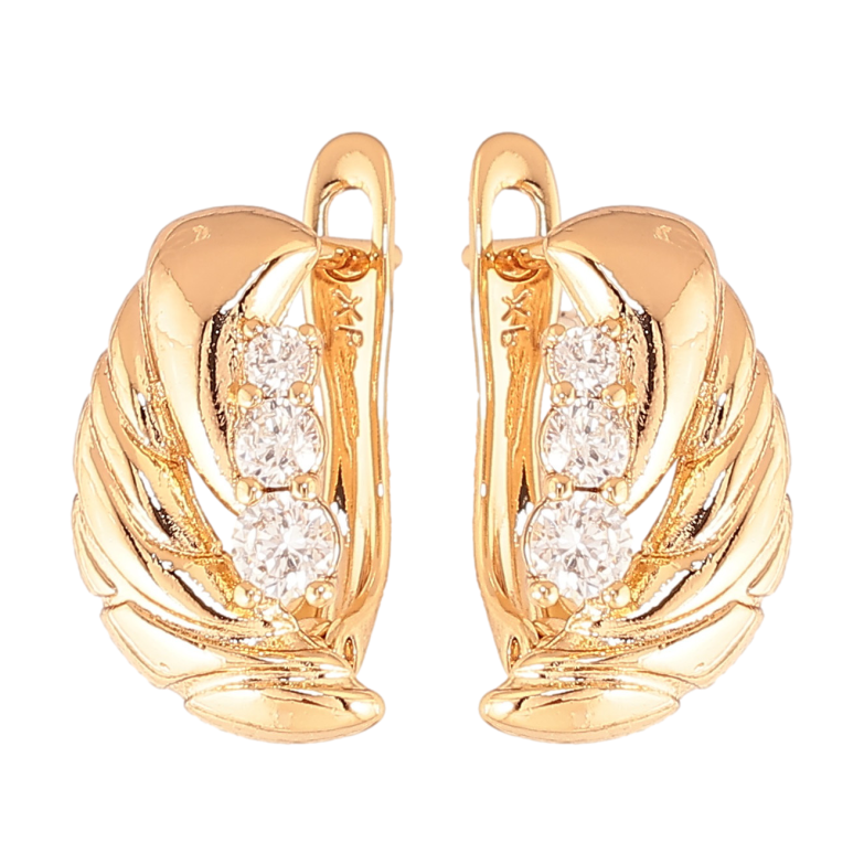 Серьги Xuping цвет Позолота 18K английский замок "Узор с кристаллами" фото №1