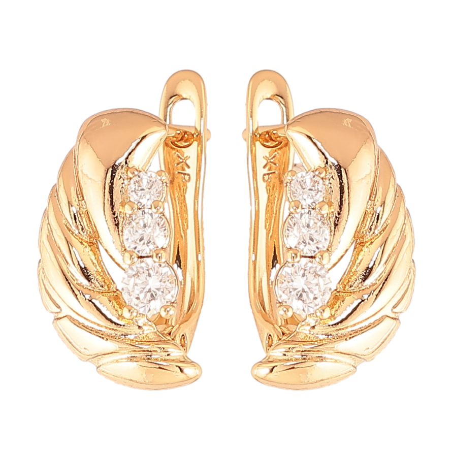 Серьги Xuping цвет Позолота 18K английский замок "Узор с кристаллами" фото №1