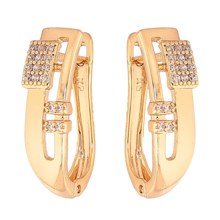 Сережки Xuping колір Позолота 18K англійський замок "Візерунок з кристалами" фото №22