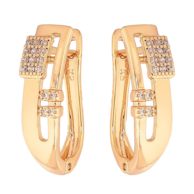 Серьги Xuping цвет Позолота 18K английский замок "Узор с кристаллами" фото №1