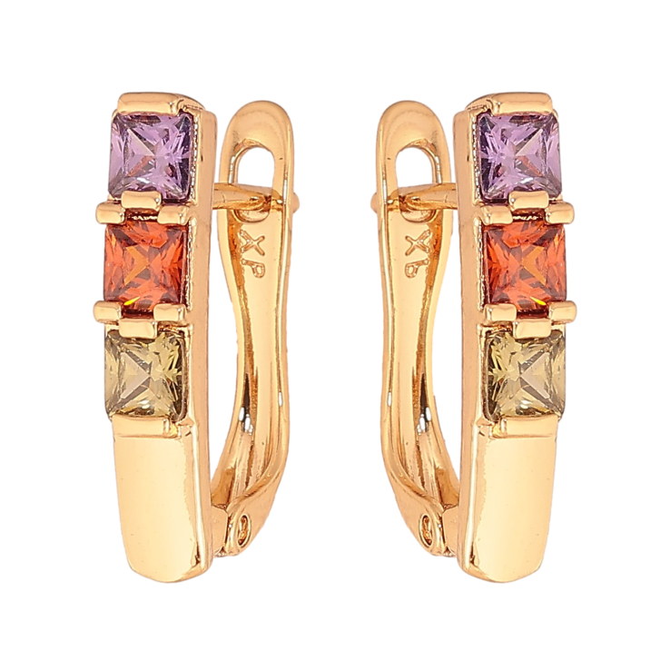 Сережки Xuping колір Позолота 18К англійський замок "Візерунок з кольоровими кристалами" фото №14 Сережки Xuping колір Позолота 18К англійський замок "Візерунок з кольоровими кристалами" фото №14