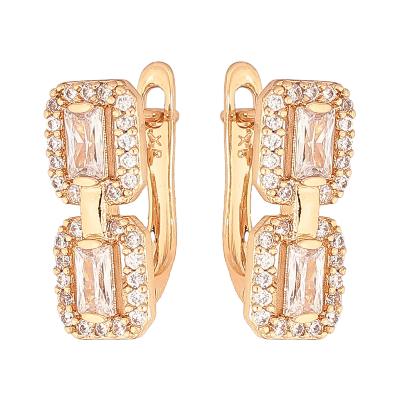 Серьги Xuping цвет Позолота 18K английский замок "Узор с кристаллами" фото №9