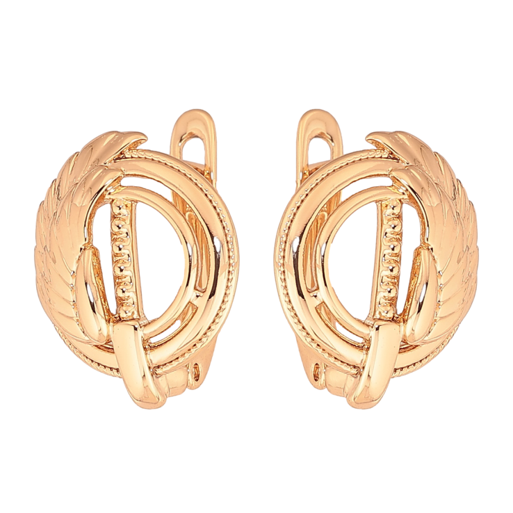 Серьги Xuping цвет Позолота 18К английский замок "Круги с крыльями" фото №11